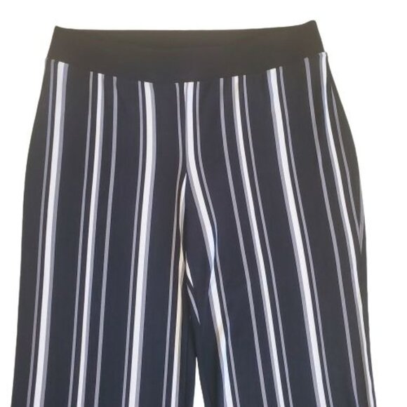 INC International Concepts Women's Striped Wide-Leg Pants Black/White Size PL - Picture 4 of 10